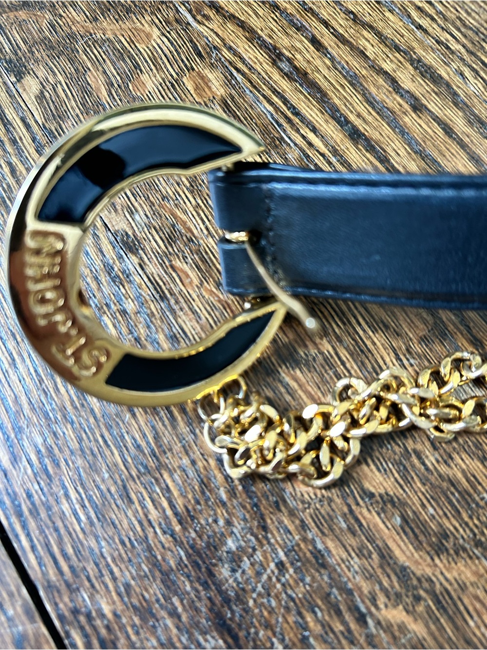 St. John belt black leather with gold detail size small